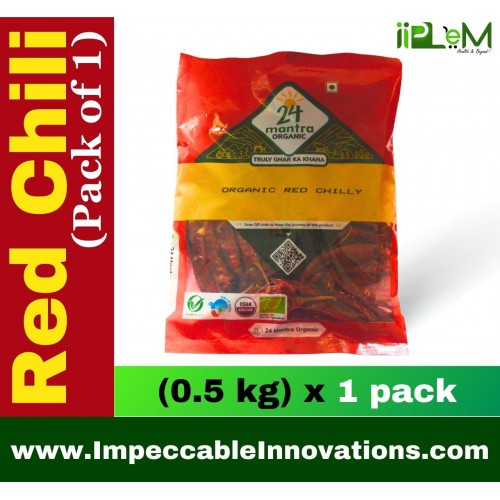 24 Mantra Organic Red Stick Chili/Lal Mirch/Erra Mirapakaya - 100gms | Pack of 1 | 100% Organic | Chemical Free & Pesticides Free