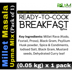 SPORTIFY Ready-To-Cook Millet Masala Rava Upma Mix - Multigrain Breakfast Mix |High Fiber | Protein Rich | 100% Plant-based | 100% Gluten-free | 0.05 kg [0.05 kg X 1] (0.05 kg, Pack of 1)