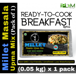 SPORTIFY Ready-To-Cook Millet Masala Rava Upma Mix - Multigrain Breakfast Mix |High Fiber | Protein Rich | 100% Plant-based | 100% Gluten-free | 0.05 kg [0.05 kg X 1] (0.05 kg, Pack of 1)